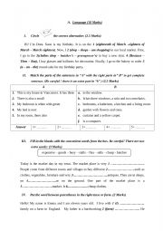 English Worksheet: 7th form End of term test 2
