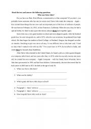 English Worksheet: Steve Jobs