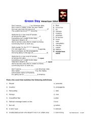 English Worksheet: Green Day American Idiot