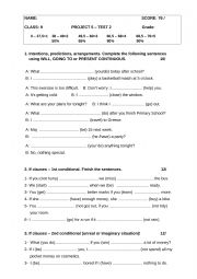 English Worksheet: Project 5 - Test paper 2