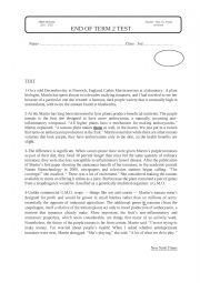 English Worksheet: END OF TERM 2 TEST 3RD FORM SECONDARY EDUCATION