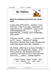 English Worksheet: My hobbies Reading Speaking 