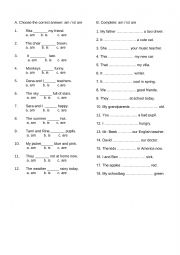 English Worksheet: Be for juniors