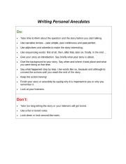 English Worksheet: Do and don�ts for writing Anecdotes