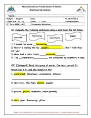 Vocabular worksheet