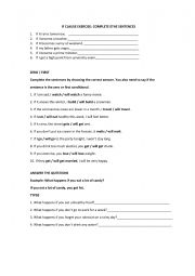 English Worksheet: if clauses