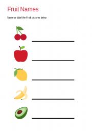 English Worksheet: Fruit Names