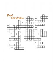 English Worksheet: English vocabulary in use, Elementary; lesson 10 - Food and drinks. Crossword with key.