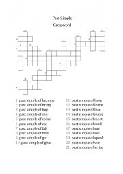 English Worksheet: Crossword. Irregular verbs
