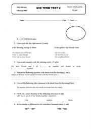 MID TERM 2 TEST 1ST FORM