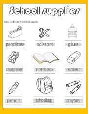 English Worksheet: School Supplies