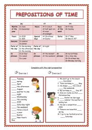 English Worksheet: Prepositions of time