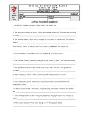English Worksheet: REPORTED SPEECH QUESTIONS