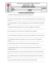 English Worksheet: REPORTED SPEECH QUESTIONS