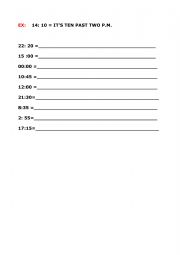 English Worksheet: Exercise On the clock