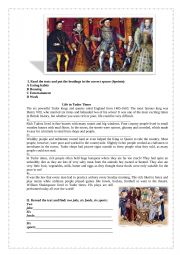 English worksheet:                                            Life in Tudor Times