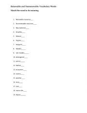 English Worksheet: Natural Resources  Vocabulary 