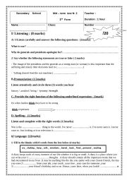 mid term test 2 first form