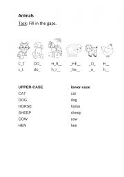 English Worksheet: Animals (Filling in the gaps)