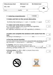 9th grade test tunisian curriculum