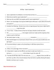 English Worksheet: Bill Nye Space Exploration