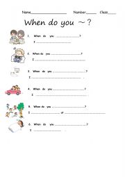 English Worksheet: When do you do your homework?