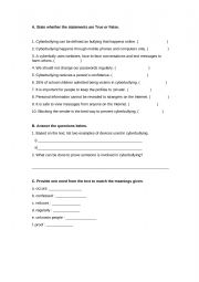 English Worksheet: Cyberbullying