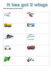 English Worksheet: Describing Vehicles