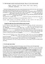 English Worksheet: mid term test n2  for Tunisian bac student