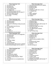 English Worksheet: Photo Scavenger Hunt