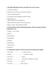 English Worksheet: present simple exercises 4