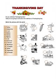 English Worksheet: Thanksgiving