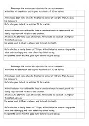 English Worksheet: Alfred daily routine
