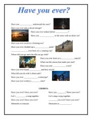 English Worksheet: Have you ever...? SONG