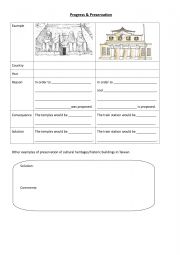 English Worksheet: progress and preservation 