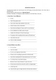 English Worksheet: Reported Speech 4 interviews