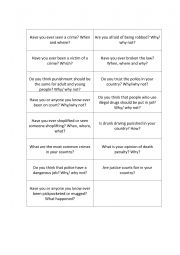 English Worksheet: Speaking: crime questions