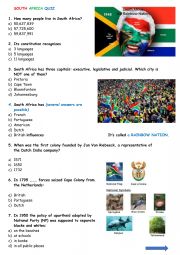 English Worksheet: South Africa Quiz