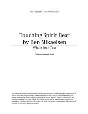 English Worksheet: Touching spirit Bear reading quiz 