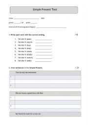 English Worksheet: Test simple present