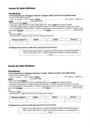 English worksheet: lesson 15: John Grisham