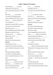 English Worksheet: Cold Maroon 5 Ft. Future