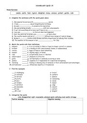 English Worksheet: Vocabulary Quiz 