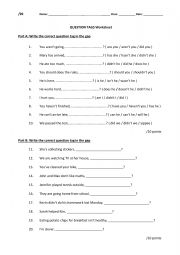 Question Tags Worksheet