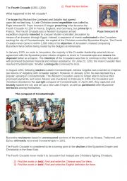 English Worksheet: The Fourth Crusade