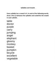 English Worksheet: Syllables