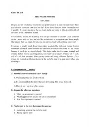 English Worksheet: ice cream