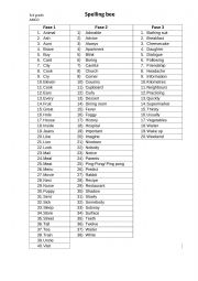 English Worksheet: Spelling words