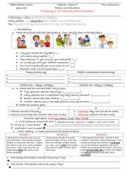 English Worksheet: Parents and Education (8th form Tunisian program)