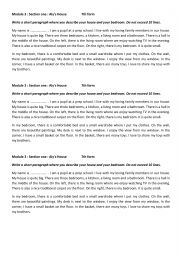 English Worksheet: Module 3 : Section 1 : Aly�s House ( Tunisian 7th form Students) 